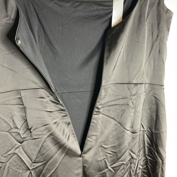 Dessy Group Thread Square Neck Satin A-Line Front Slit Black Maxi Dress NWT Lge - Picture 7 of 12